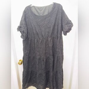 Elegant Black Eyelet Dress